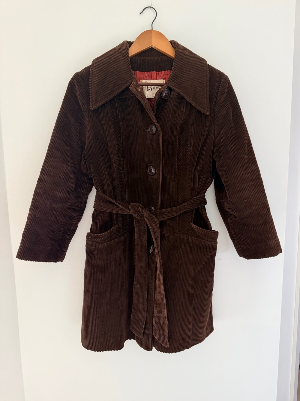 Vintage Brown Corduroy Belted Coat